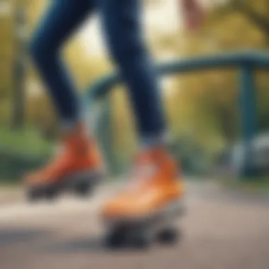 A vibrant group enjoying Heelys in a park