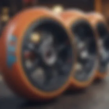 A close-up of skateboard wheels demonstrating advanced technology.