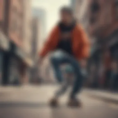 Stylish skateboarder in urban setting showcasing affordable street fashion