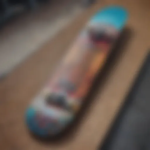 A vibrant skateboard deck showcasing NHS Skateboard Company’s innovative design