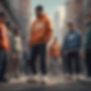 Group of skaters gathered, showcasing the crewneck as part of their culture