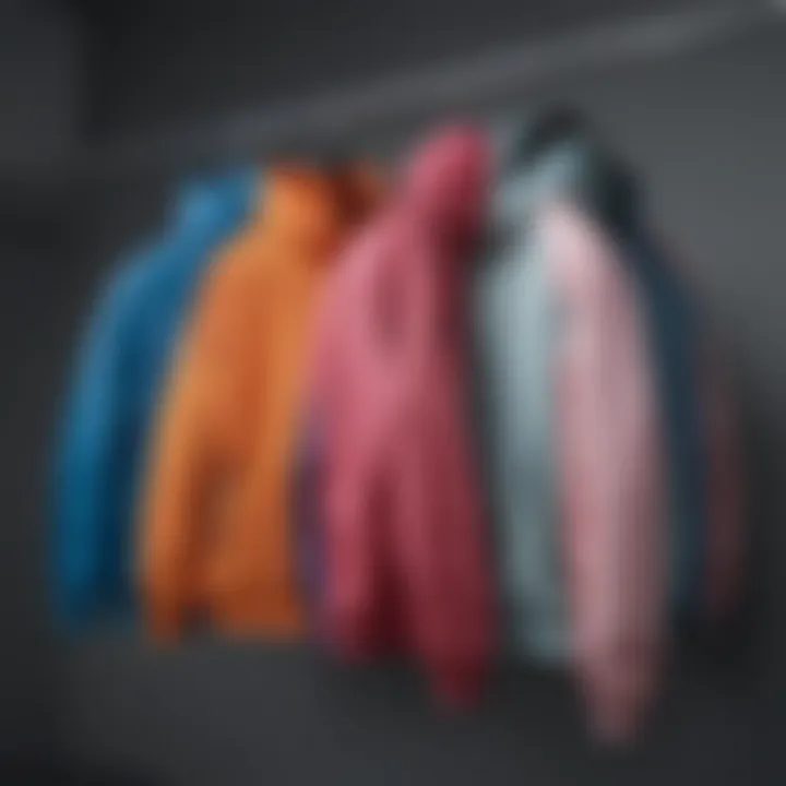 Different color variations of the Nike Sportswear Windbreaker displayed on hangers.