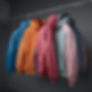 Color Variations of Nike Sportswear Windbreaker Different color variations of the Nike Sportswear Windbreaker displayed on hangers.