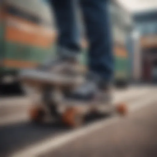 A stylish pair of platform vans showcased on a skateboard