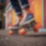 A vibrant pair of Impala skates displayed against a colorful backdrop.