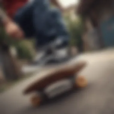 Skateboarder performing a trick while wearing Vans sneakers