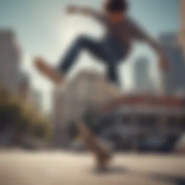 Skateboarding Tricks in DG Shoes Skateboarder performing tricks while wearing DG skate shoes.