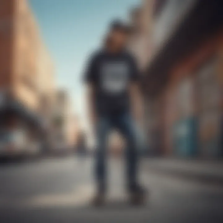 A skateboarder wearing an Anti-Social Club t-shirt in an urban setting.