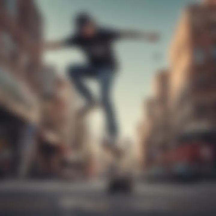 Skateboarder wearing platform vans in an urban environment