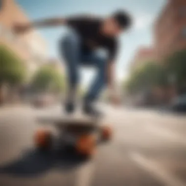 Different styles of skateboarding depicted, illustrating how soft trucks suit various skating techniques.