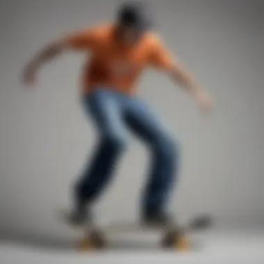 Skater performing tricks in Dickies straight fit pants on a skateboard