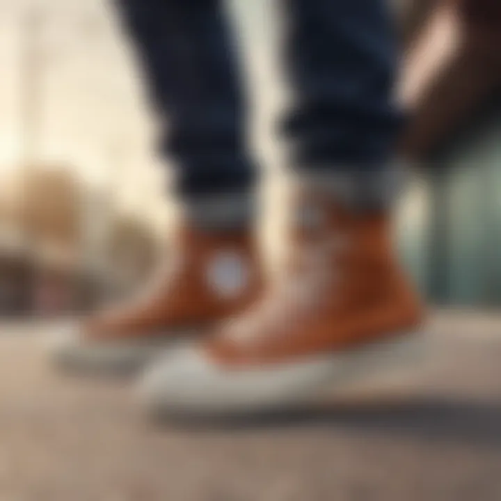 Stylish skateboarder wearing Suede All Star Converse