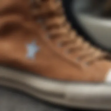 Detailed view of suede texture on Converse shoes