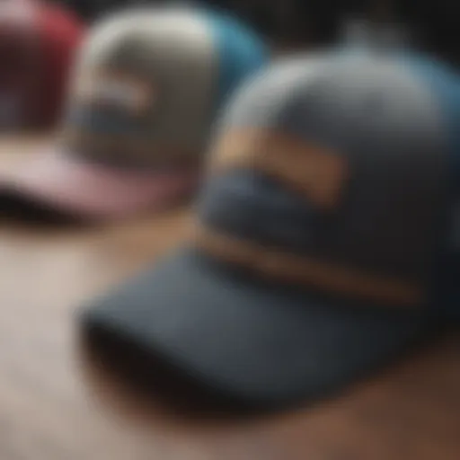 A collection of exclusive trucker hats displayed creatively.