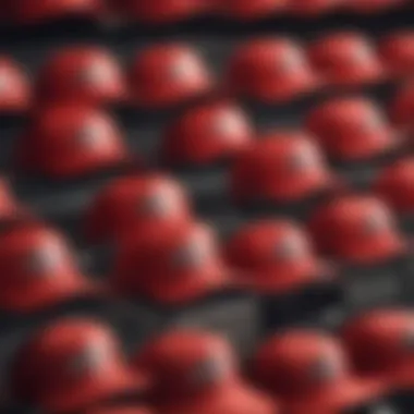 Popular Brands of Red Trucker Hats A collection of popular brand red trucker hats displayed stylishly, representing their role in modern youth fashion.
