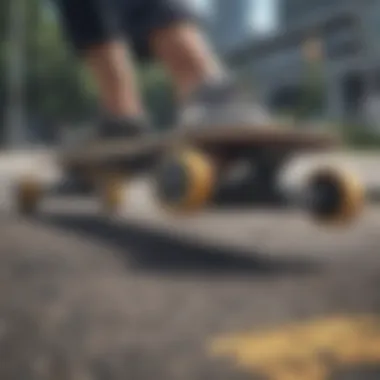 Detailed view of safety features on an electric skateboard