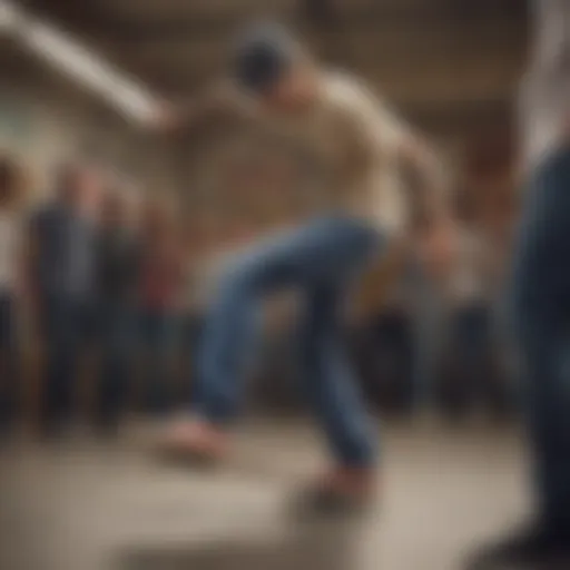 Iconic skateboarder wearing Levi Hi Ball Jeans performing a trick