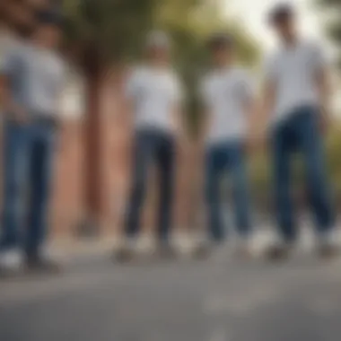 Group of skateboarders in various environments wearing Levi Hi Ball Jeans