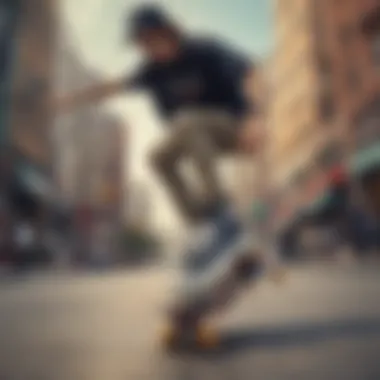 Street art scene with a skateboarder in the backdrop, highlighting culture