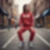 Stylish Converse sweat suits displayed on a vibrant street backdrop