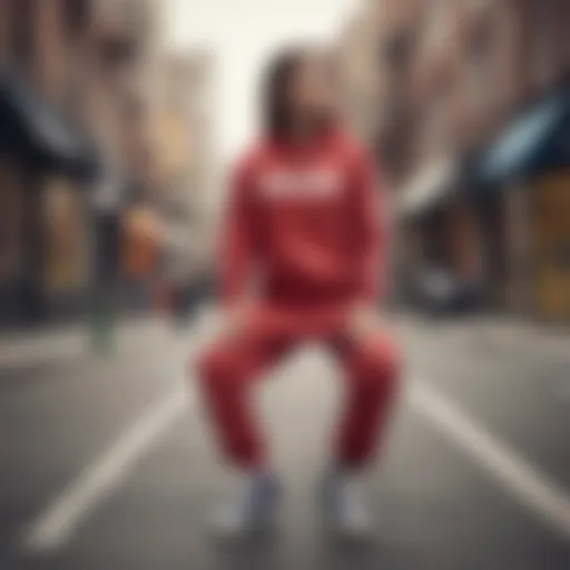 Stylish Converse sweat suits displayed on a vibrant street backdrop