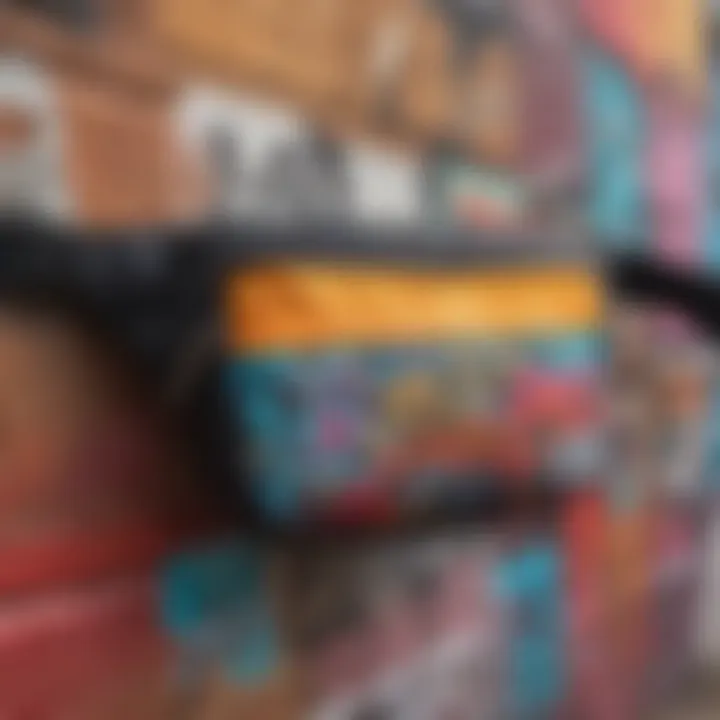 A vibrant fanny pack displayed against a graffiti backdrop