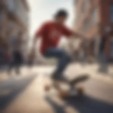 Group of students learning skateboarding