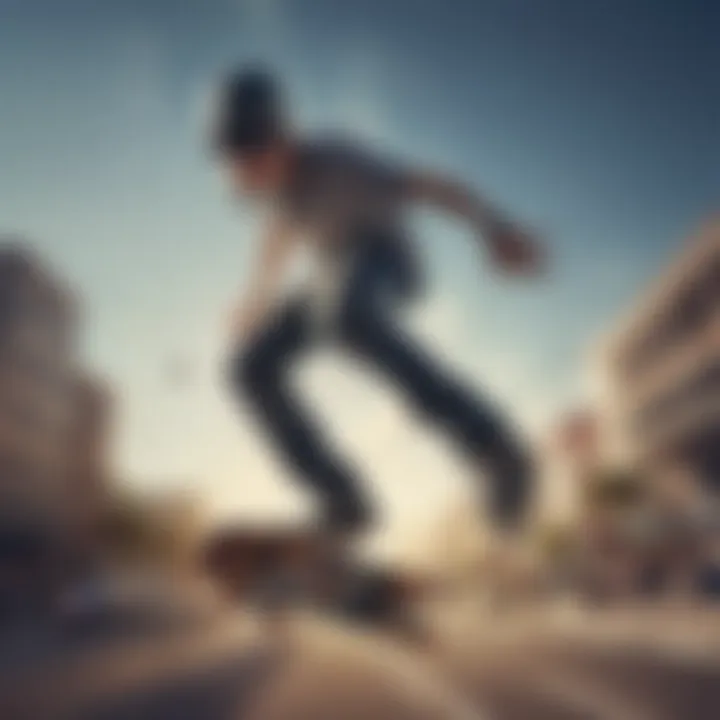 A skateboarder performing a trick while wearing wing sunglasses