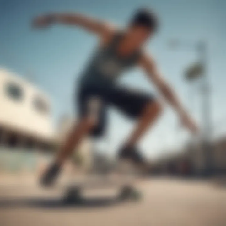 Skateboarder wearing a stylish tank top in action