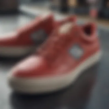 A close-up of Accel shoes showcasing the unique design and materials used in skateboarding.