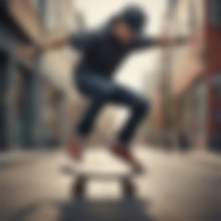 A skateboarder performing a trick while wearing Accel shoes, highlighting performance in action.