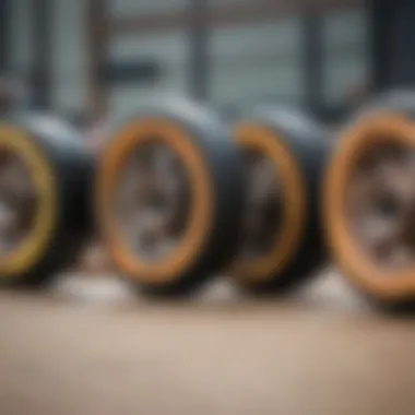 Comparison of various longboard wheel widths in an organized layout