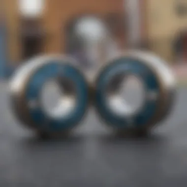 Close-up of skateboard bearings emphasizing quality and materials