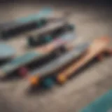 Detailed view of various skateboard risers showcasing different types and sizes