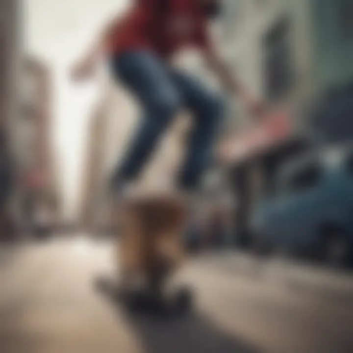 Skateboarder performing a trick wearing Vans shoes in an urban setting