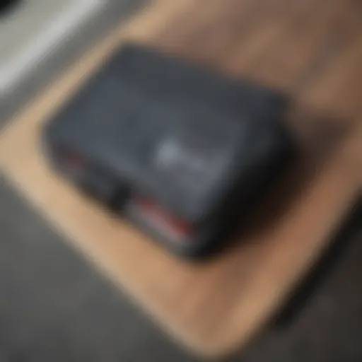 Vans black wallet displayed on a skateboard