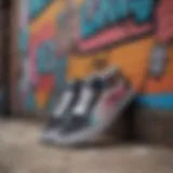 Vans skateboard sneakers on a colorful graffiti background